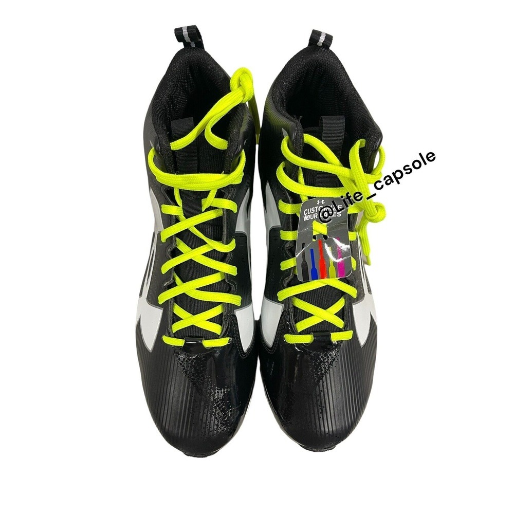 Size 13 Under Armour Crusher RM Black Football Cleats Multi Color Laces Custom - Picture 14 of 16